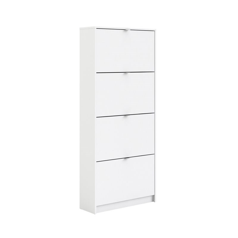Pemberly Row Contemporary 4 Drawer Shoe Cabinet in White