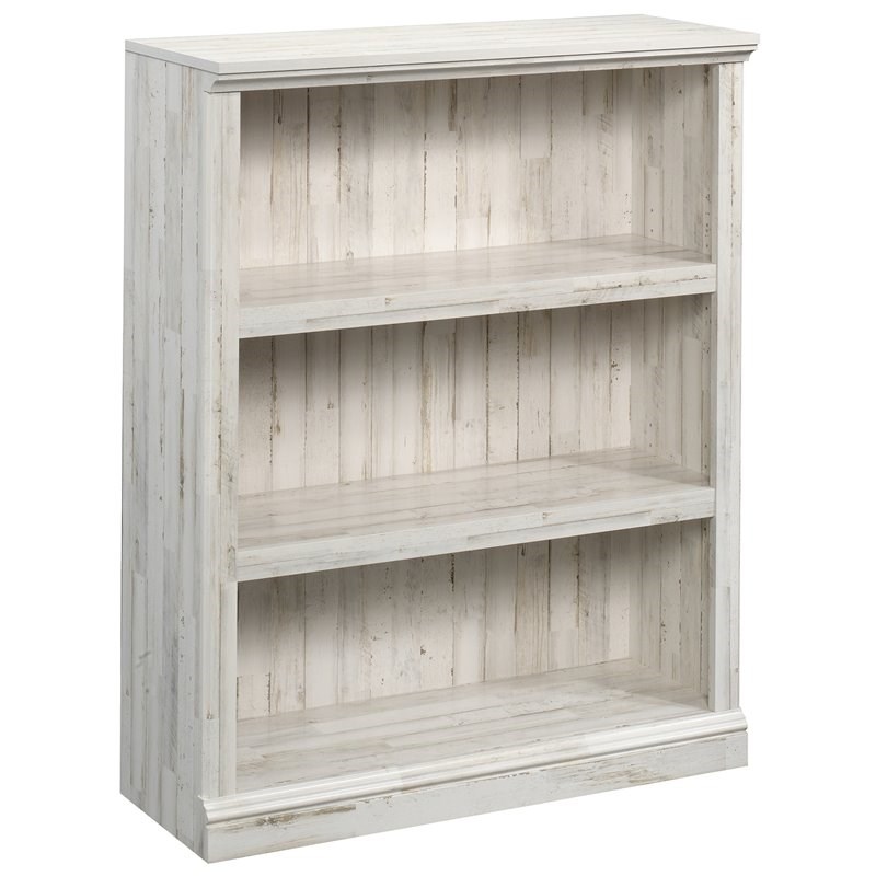 Pemberly Row Contemporary 3Shelf Wood Bookcase in White Plank Homesquare