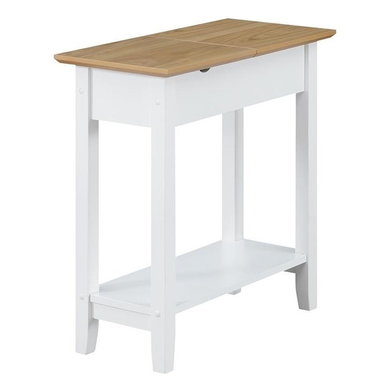 Pemberly Row End Table with Charging Station in White Wood Finish