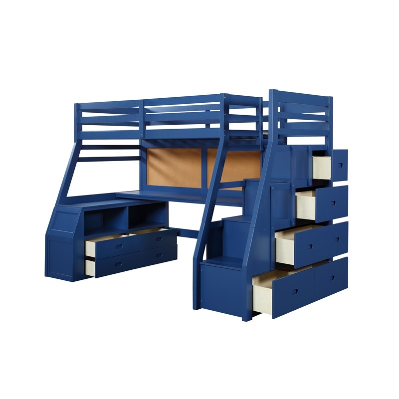 Pemberly Row Storage Loft Bed in Navy Blue Finish