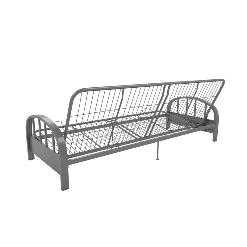 Pemberly Row Metal Futon Frame in Silver