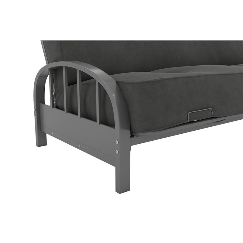 Pemberly Row Metal Futon Frame in Silver