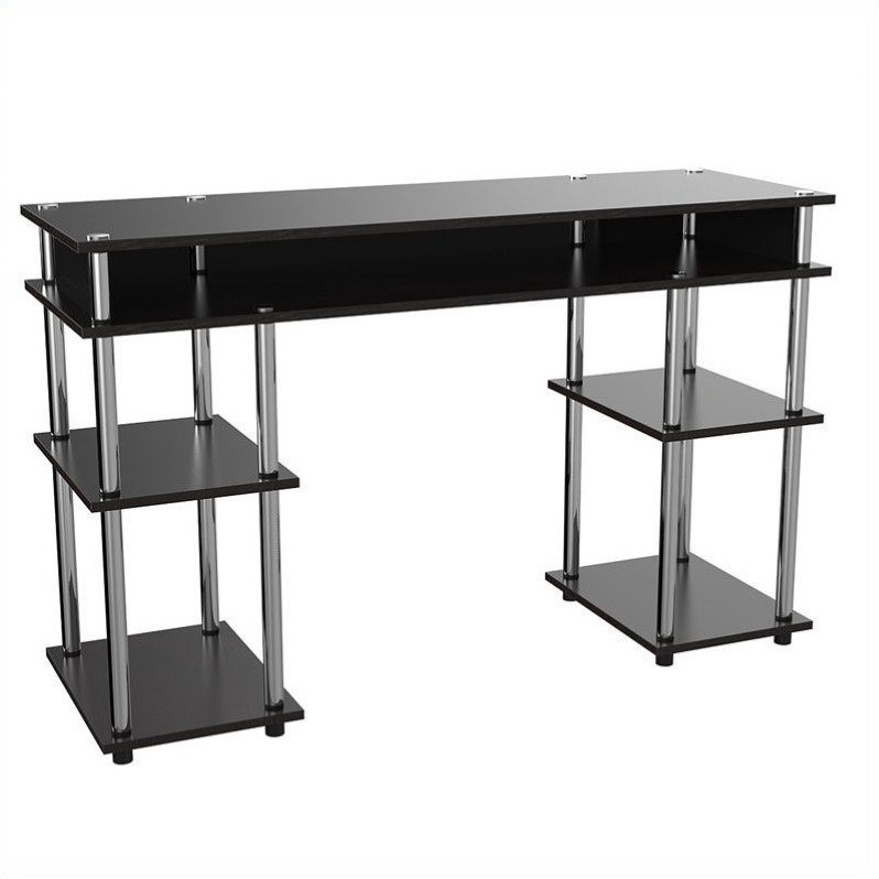 Pemberly Row No Tools Student Desk in Black Wood Finish