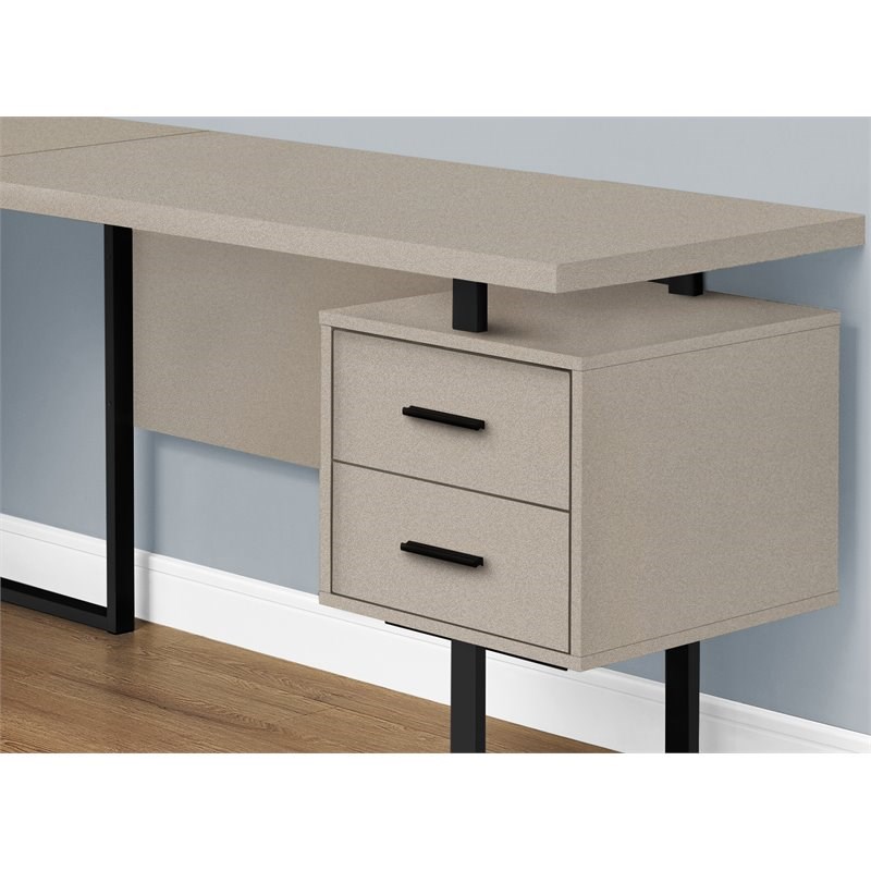 Pemberly Row Reversible Wooden L Shaped Corner Computer Desk in Taupe and Black
