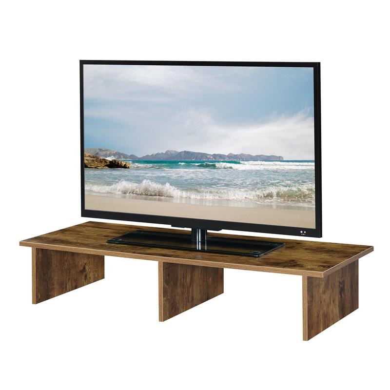 Pemberly Row Mid-Century Large TV/Monitor Riser in Nutmeg Wood Finish
