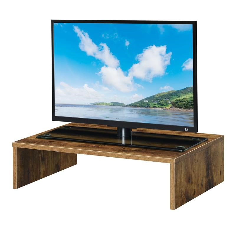 Pemberly Row Mid-Century Small TV/Monitor Riser in Nutmeg Wood Finish