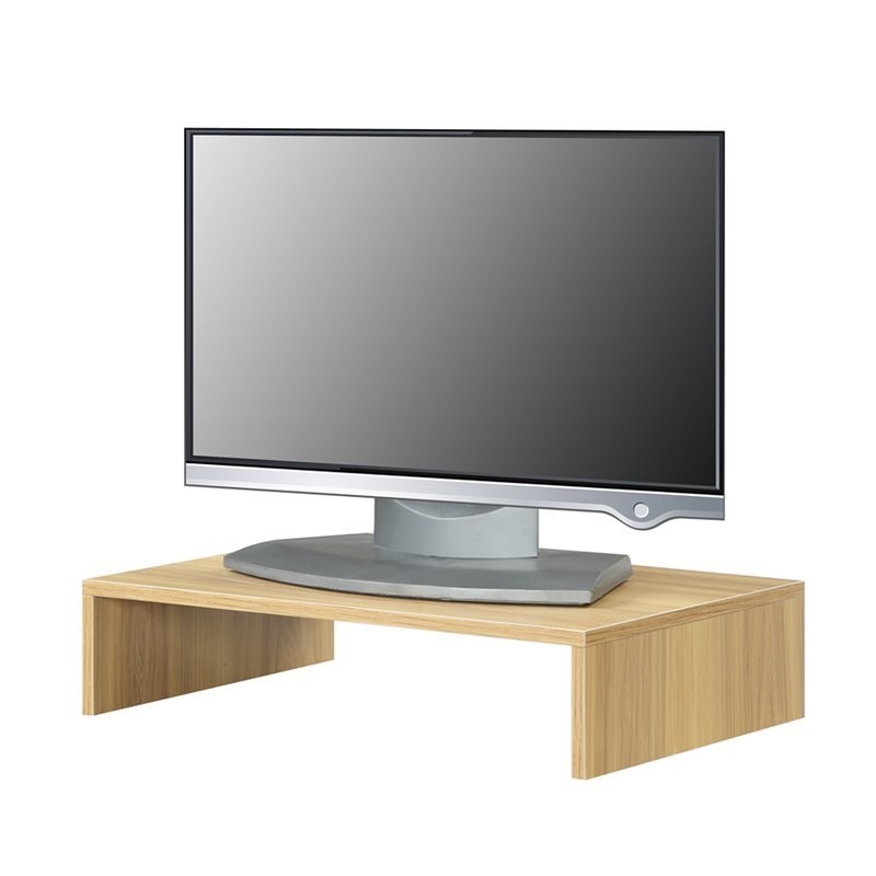 Pemberly Row Small TV Monitor Riser in Light Oak Wood Finish