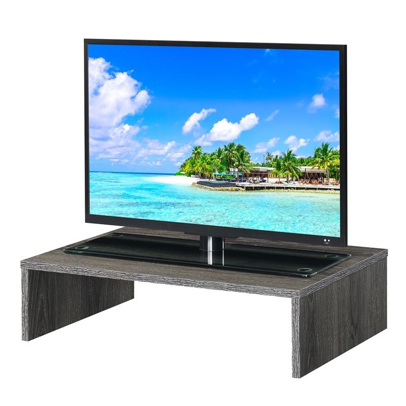 Pemberly Row Large TV/Monitor Riser in Dark Gray Wood Finish