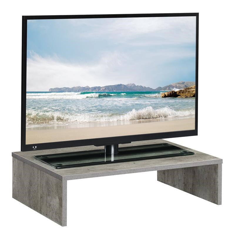 Pemberly Row Small TV/Monitor Riser in Light Gray Wood Finish