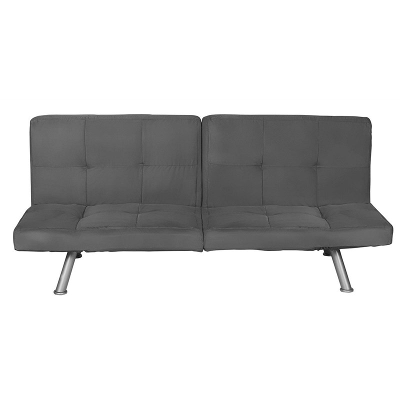 Pemberly Row Contemporary Convertible Futon in Gray Charcoal
