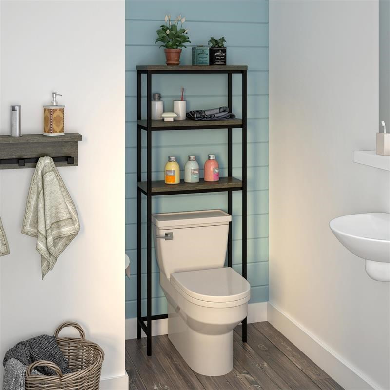 Pemberly Row Modern Over the Toilet Storage in Weathered Oak