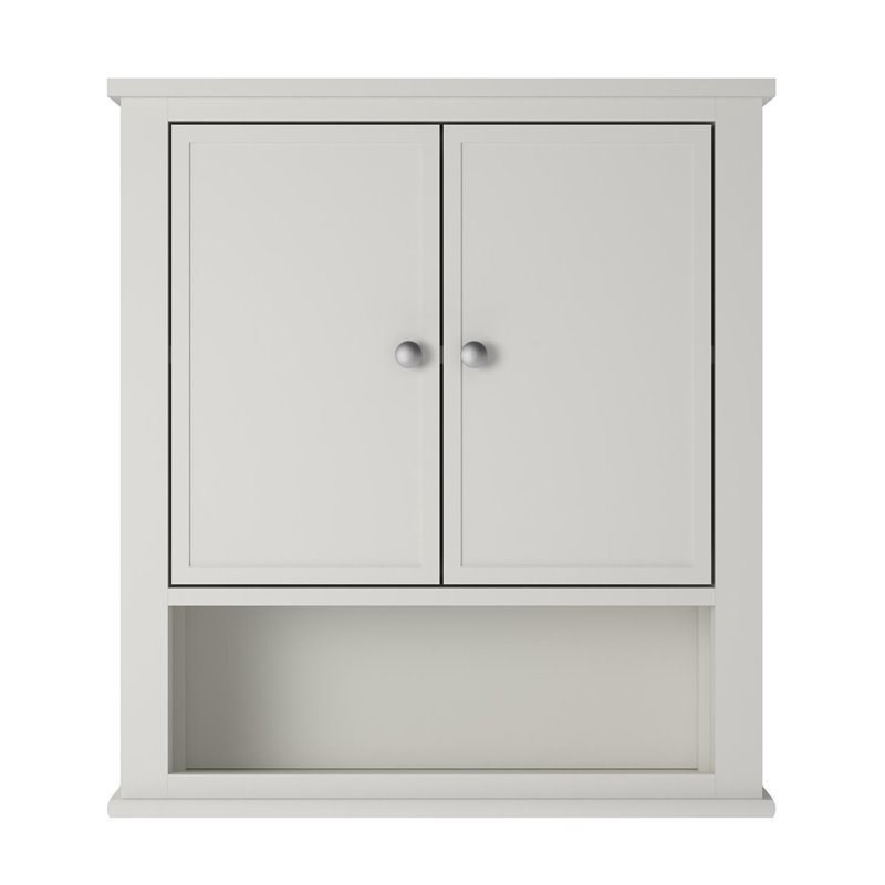 Pemberly Row Contemporary 2 Shelf Wall Cabinet in Soft White