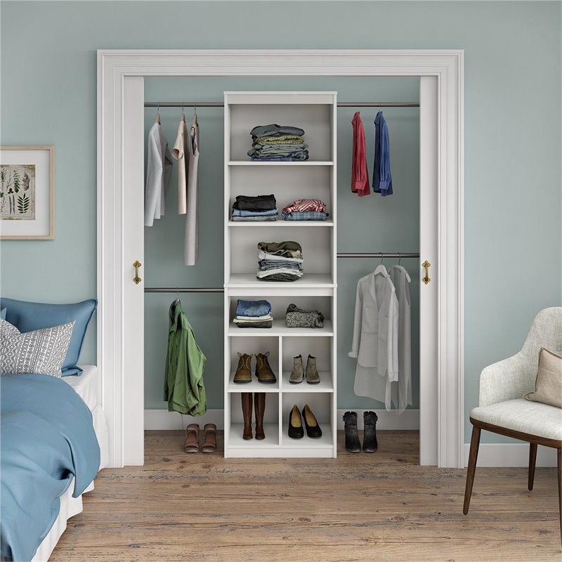 Pemberly Row Traditional Closet Storage System In White 