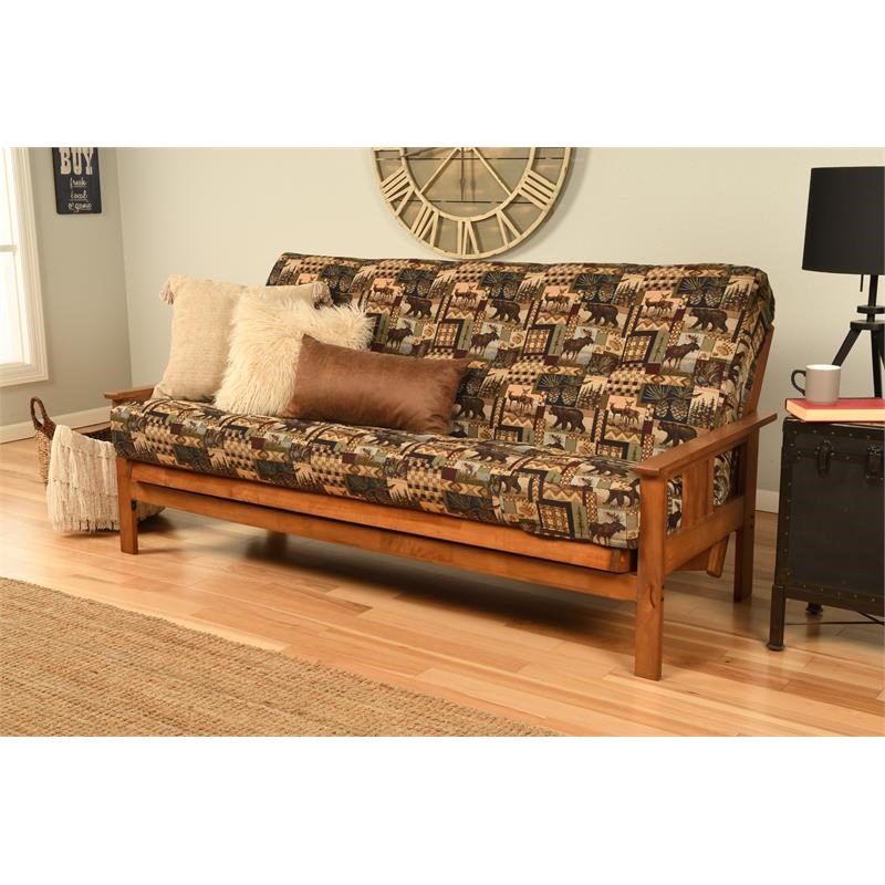 Pemberly Row Barbados Futon with Multi-Color Fabric Mattress