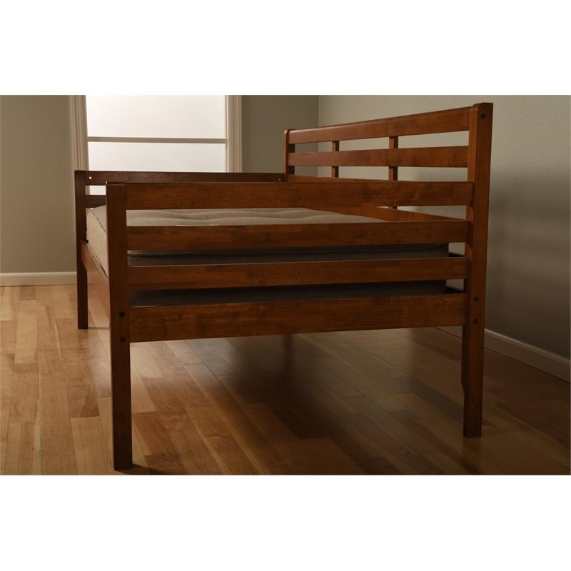 Pemberly Row Twin Traditional Solid Wood Daybed in Medium Brown Homesquare