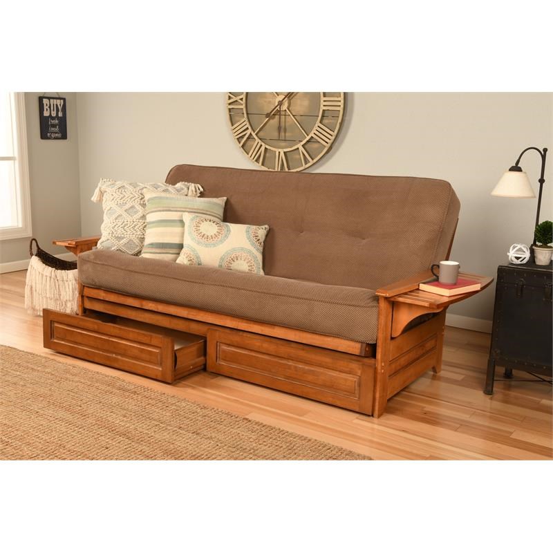 Pemberly Row Frame with Fabric Mattress in Mocha Brown and Barbados