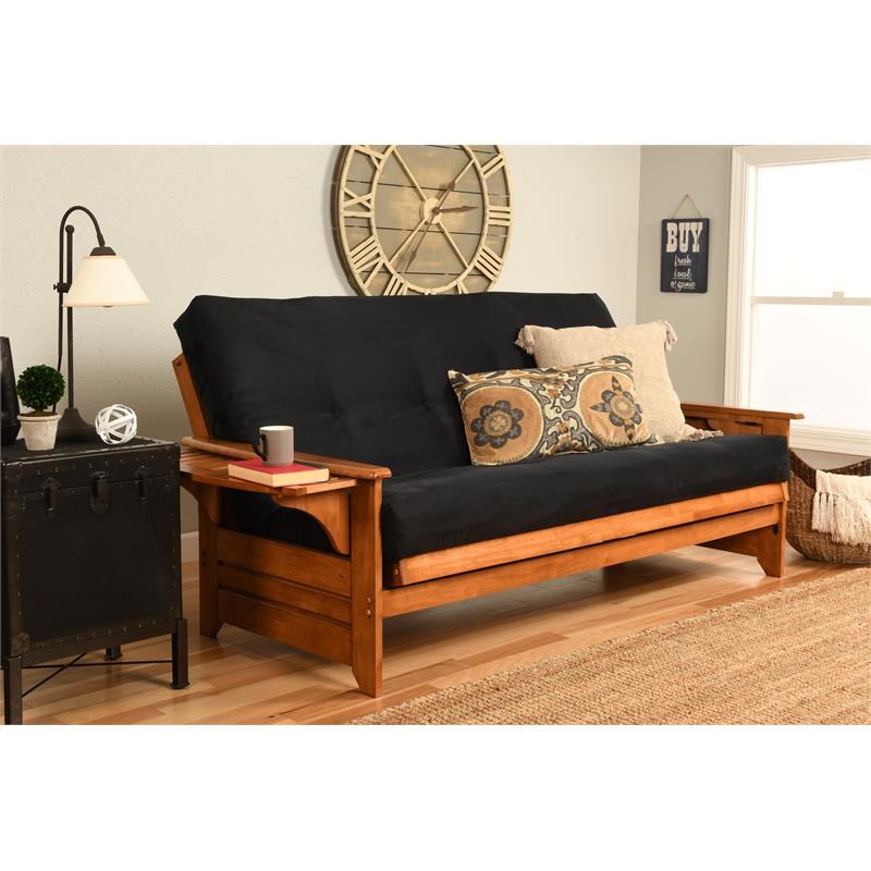 Pemberly Row Frame with Suede Fabric Mattress in Barbados and Black