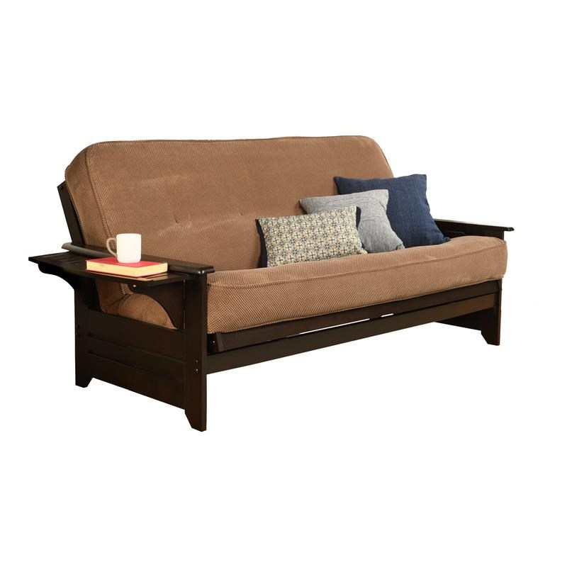 Pemberly Row Frame with Fabric Mattress in Mocha Brown and Espresso