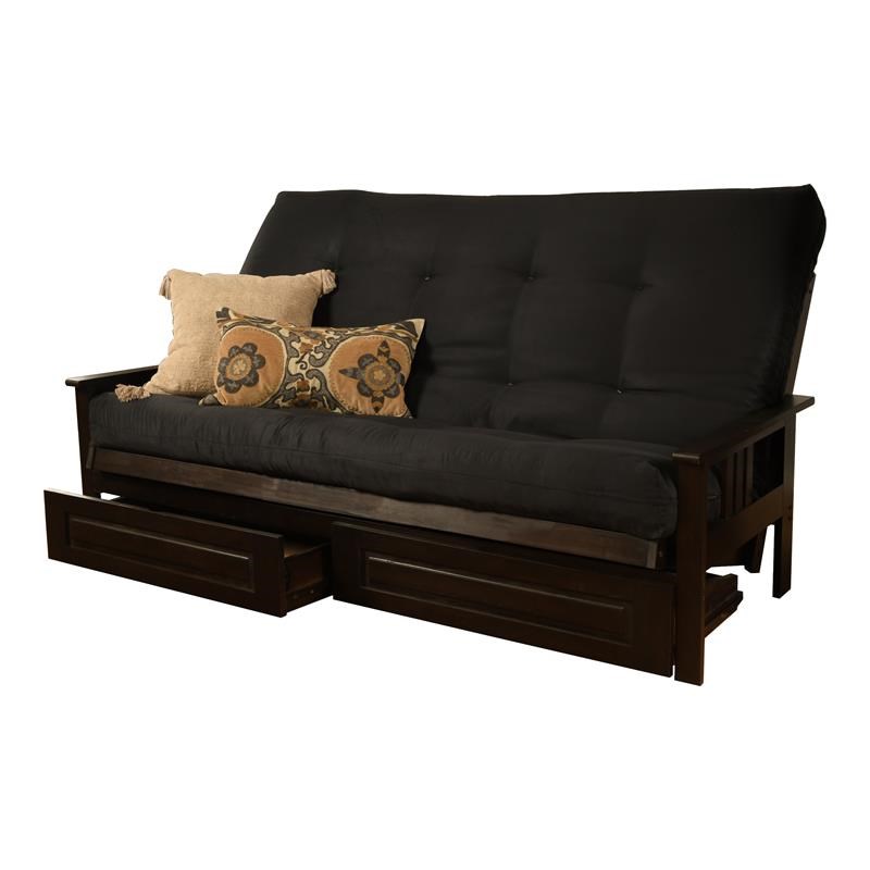 Pemberly Row Storage Frame with Fabric Mattress in Black and Espresso