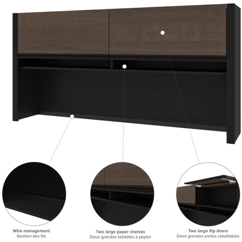 Pemberly Row Traditional Credenza Hutch in Antigua and Black