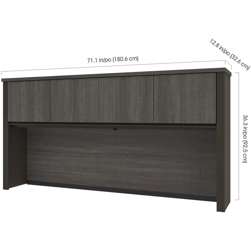 Pemberly Row Traditional Credenza Hutch in Bark Gray and Slate