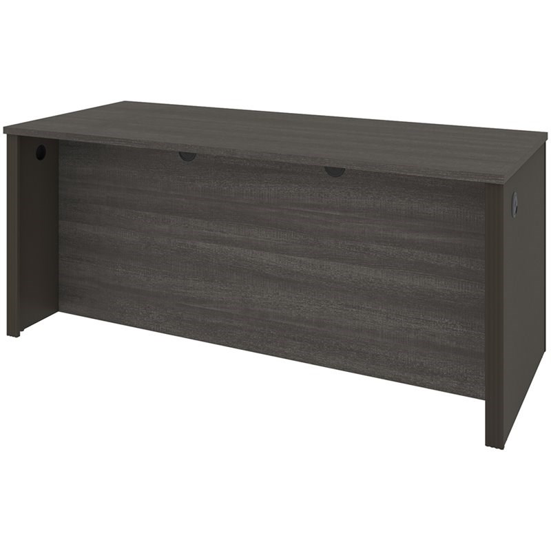 Pemberly Row Plus Executive Writing Desk in Bark Gray and Slate