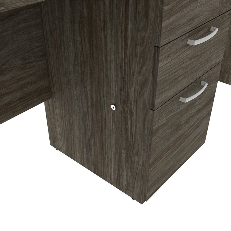 Pemberly Row U or L-Shaped Executive Desk with Hutch in Walnut Gray
