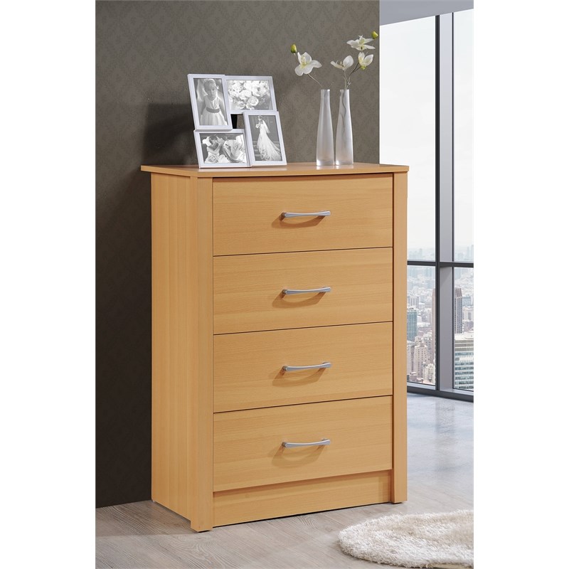 Pemberly Row Four Drawer Contemporary Wooden Chest in Beige Finish
