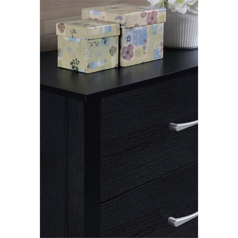 Pemberly Row Four Drawer Contemporary Wooden Chest in Black Finish