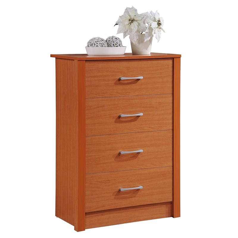 Pemberly Row Four Drawer Contemporary Wooden Chest in Cherry Finish