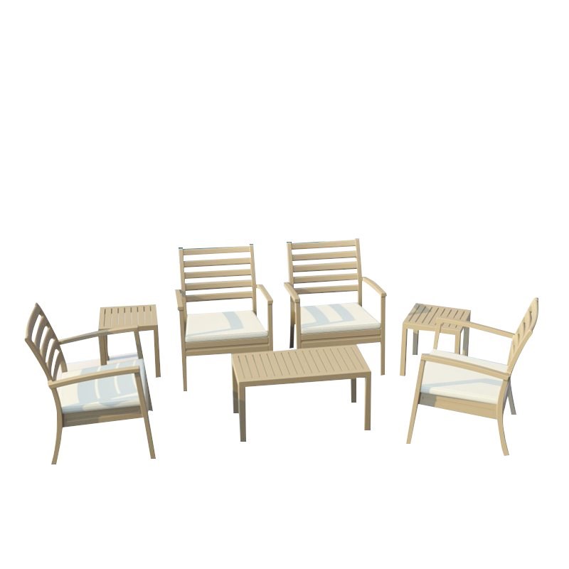 Pemberly Row Contemporary 7 Piece XL Club Seating Set in Taupe