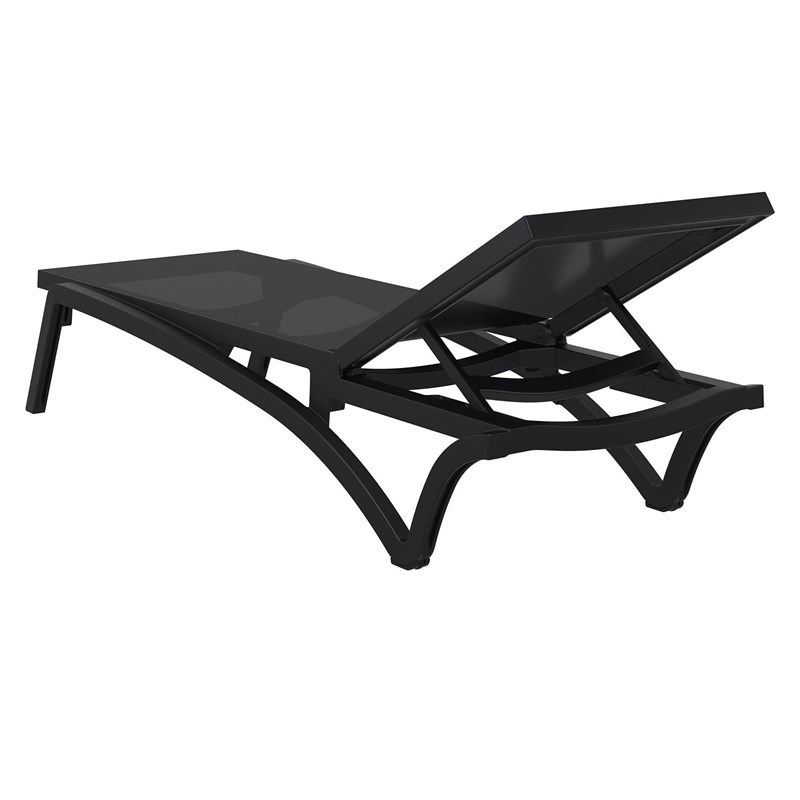 Pemberly Row Contemporary Chaise Lounge with Black Sling in Black
