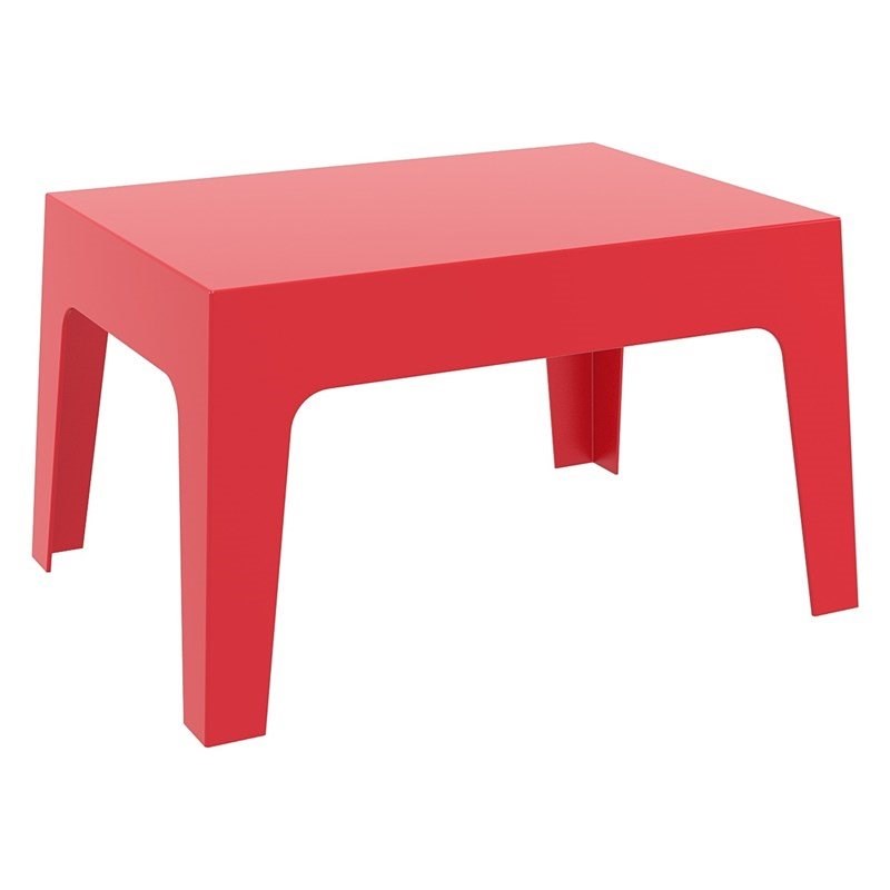Pemberly Row Contemporary Outdoor Resin Patio Coffee Table in Red