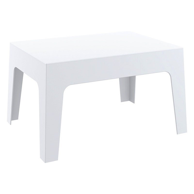Pemberly Row Contemporary Outdoor Resin Patio Coffee Table in White