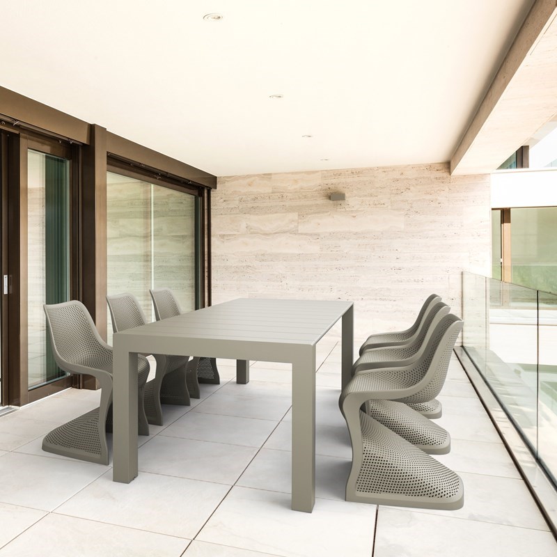 Pemberly Row Contemporary 7 Piece Extendable Patio Dining Set in Taupe