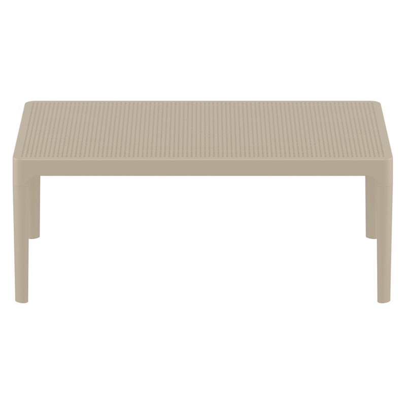 Pemberly Row Contemporary Patio Coffee Table in Taupe