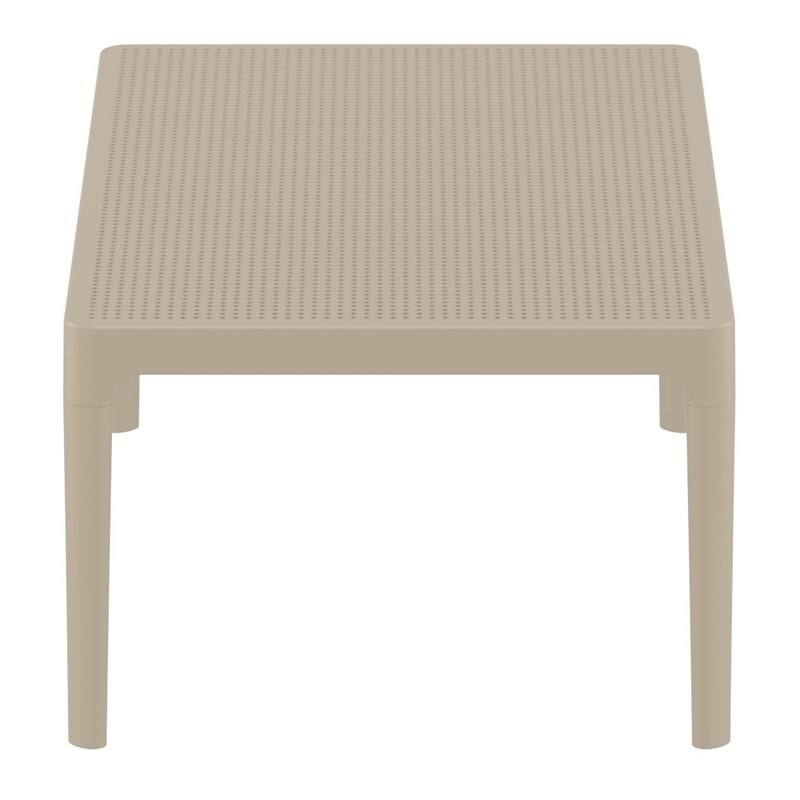 Pemberly Row Contemporary Patio Coffee Table in Taupe