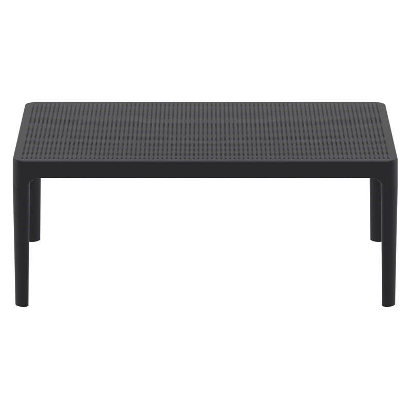 Pemberly Row Contemporary Patio Coffee Table in Black