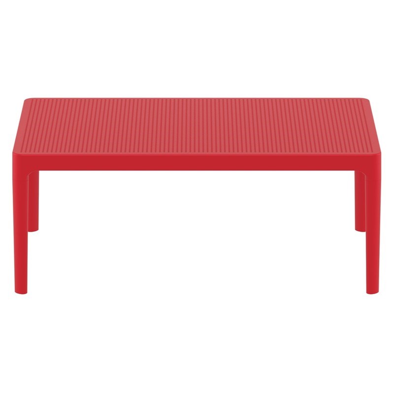 Pemberly Row Contemporary Patio Coffee Table in Red