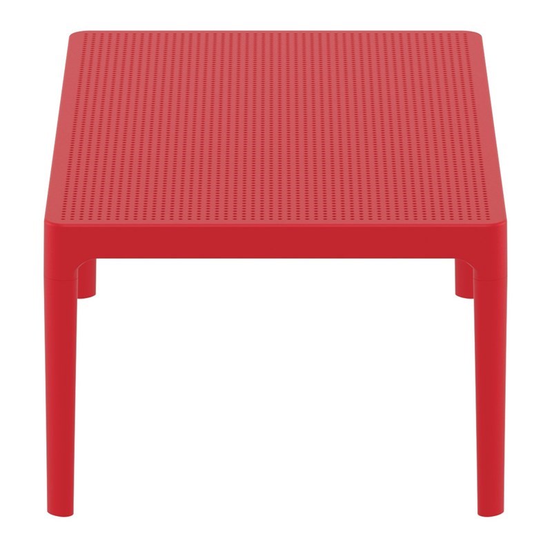 Pemberly Row Contemporary Patio Coffee Table in Red