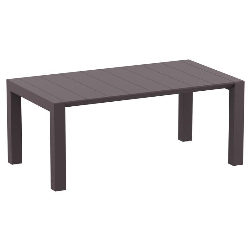 Pemberly Row Contemporary 7 Piece Extendable Patio Dining Set in Brown