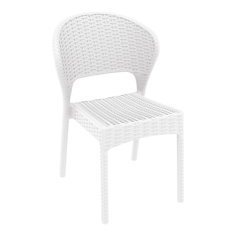 Pemberly Row Contemporary 7 Piece Extendable Patio Dining Set in White