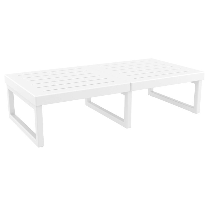 Pemberly Row Modern Rectangle Lounge Coffee Table in White Finish