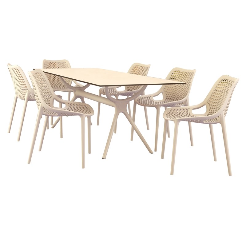 Pemberly Row Modern 7 Piece Rectangle Dining Set in White Finish