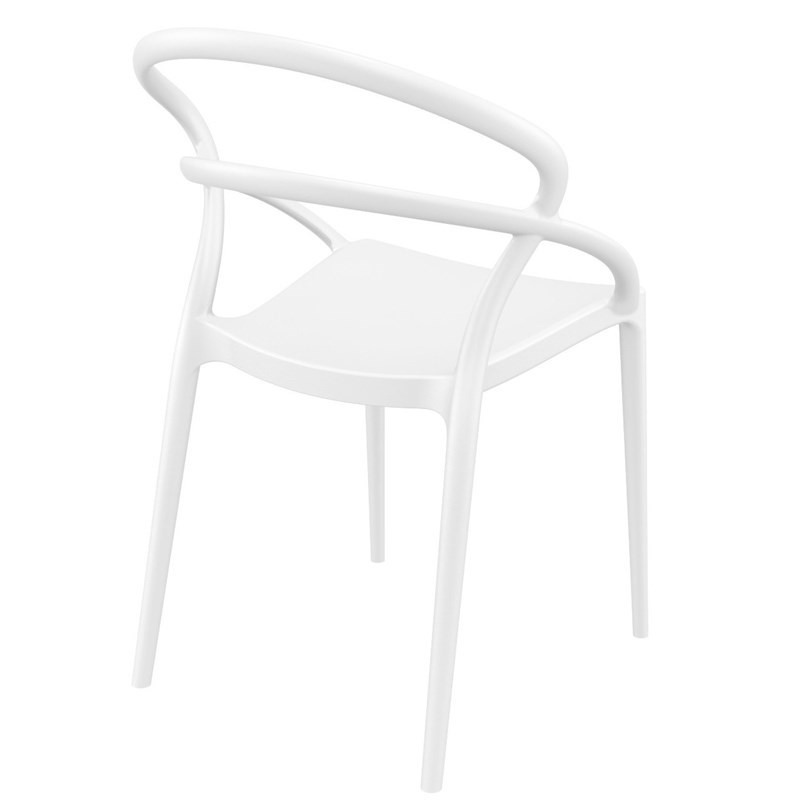 Pemberly Row Contemporary Patio Dining Chair in White