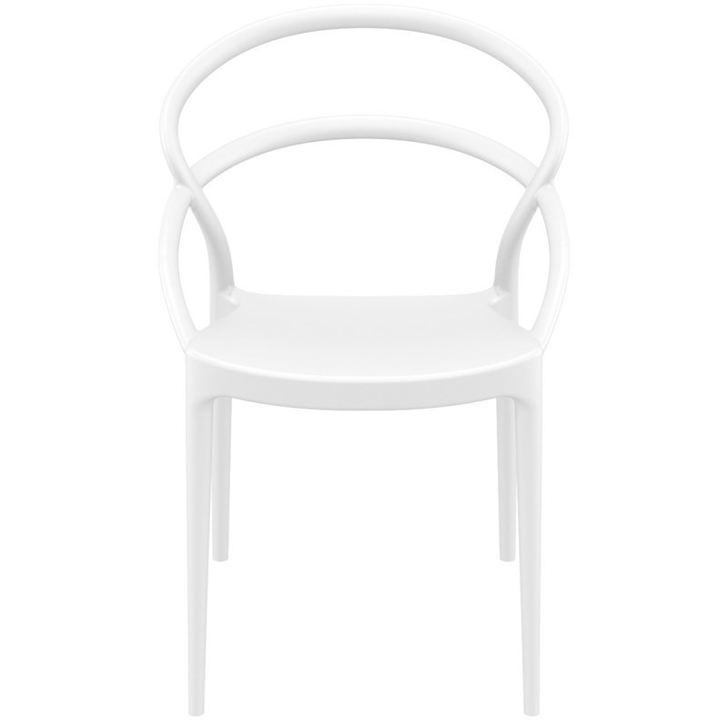 Pemberly Row Contemporary Patio Dining Chair in White
