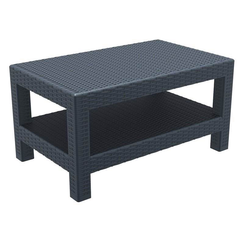Pemberly Row Modern Outdoor Coffee Table in Dark Gray