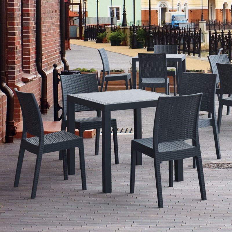 Pemberly Row Modern 5 Piece Patio Dining Set in Dark Gray