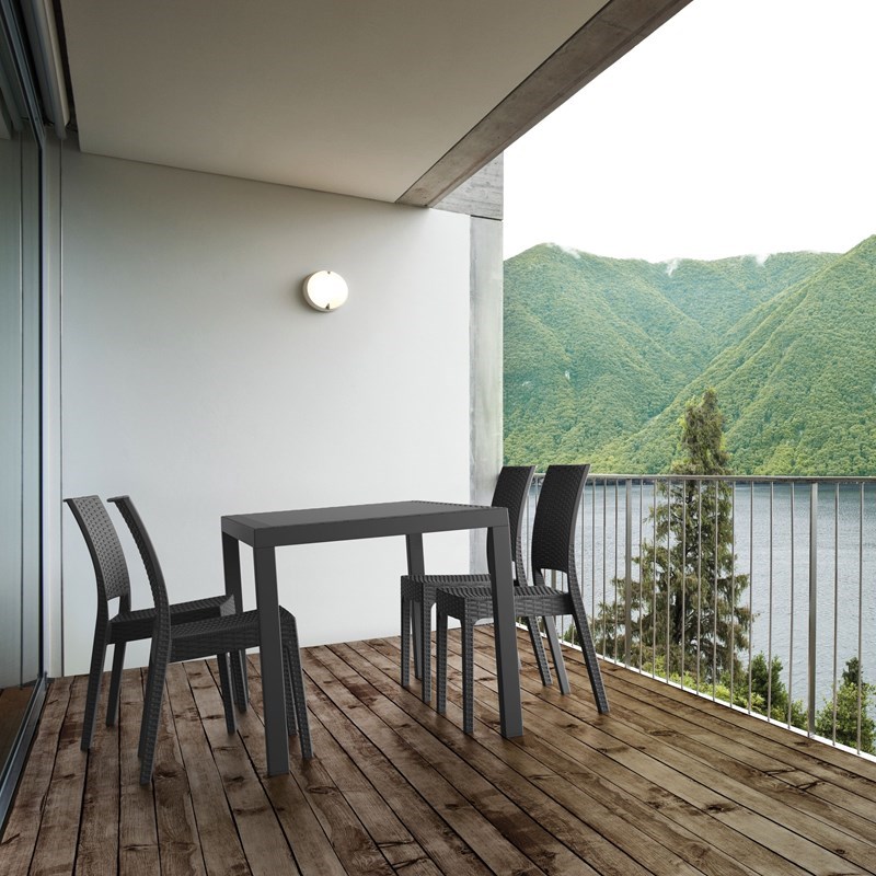 Pemberly Row Modern 5 Piece Patio Dining Set in Dark Gray