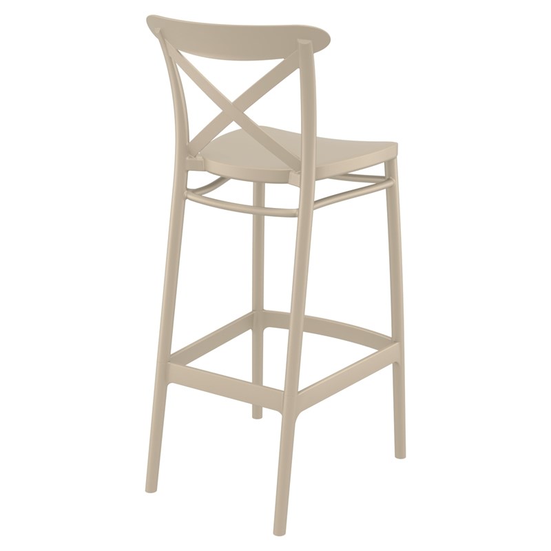 Pemberly Row Contemporary Indoor Outdoor Bar Stool Taupe